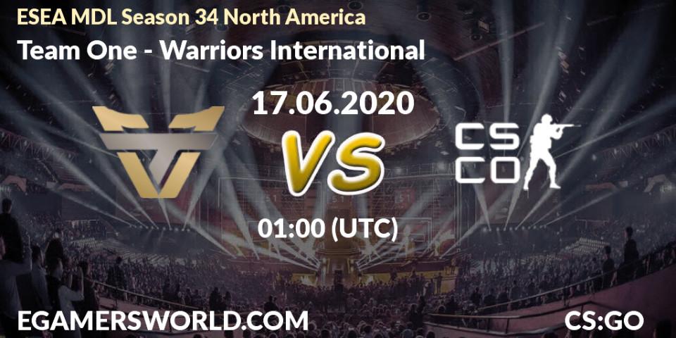 Team One - Warriors International: прогноз. 17.06.20, CS2 (CS:GO), ESEA MDL Season 34 North America