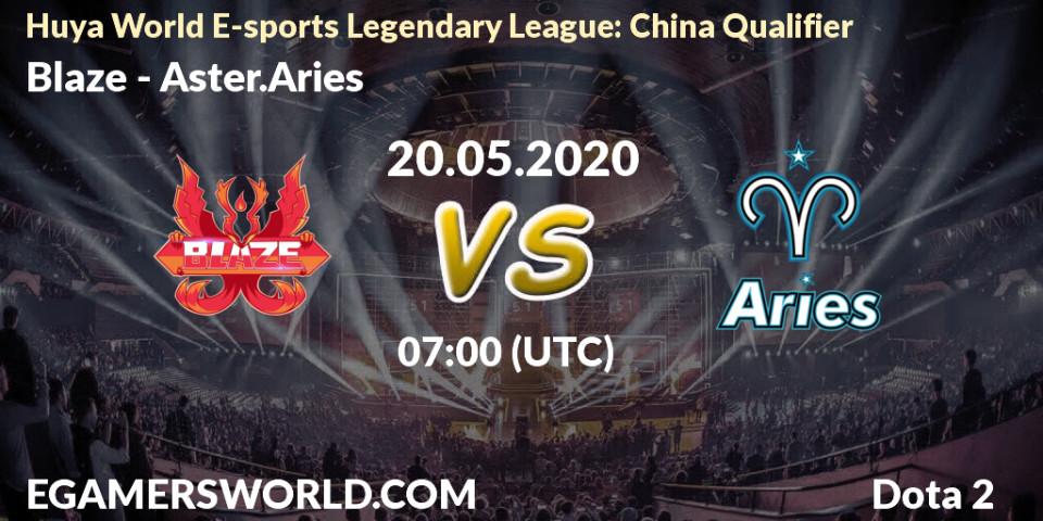 Blaze - Aster.Aries: прогноз. 19.05.2020 at 10:57, Dota 2, Huya World E-sports Legendary League: China Qualifier