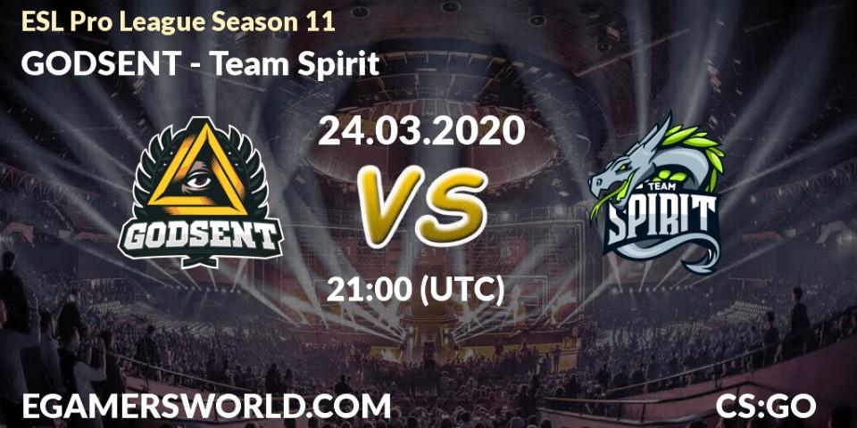 GODSENT - Team Spirit: прогноз. 24.03.2020 at 21:35, Counter-Strike (CS2), ESL Pro League Season 11: Europe