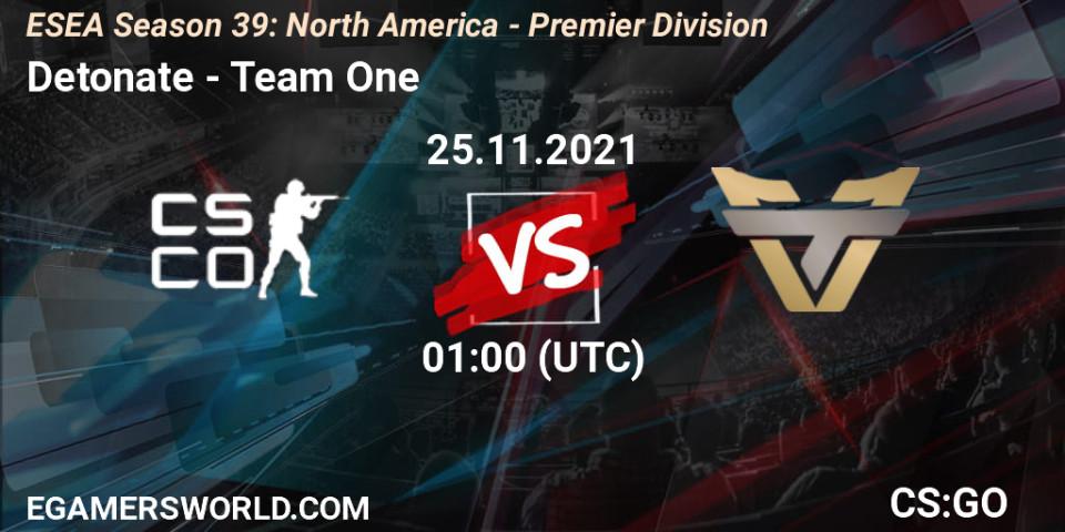 Detonate - Team One: прогноз. 08.12.21, CS2 (CS:GO), ESEA Season 39: North America - Premier Division