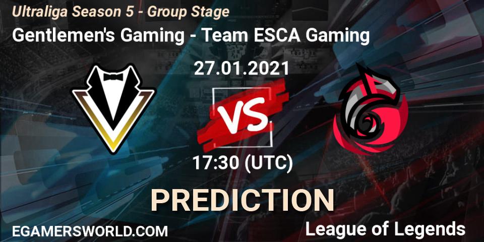Gentlemen's Gaming - Team ESCA Gaming: прогноз. 27.01.2021 at 17:30, LoL, Ultraliga Season 5 - Group Stage