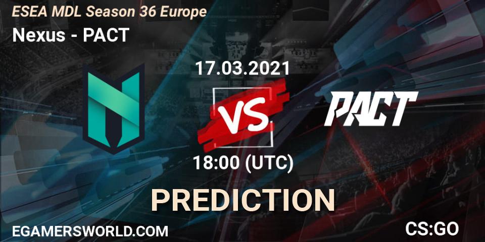 Nexus - PACT: прогноз. 17.03.21, CS2 (CS:GO), MDL ESEA Season 36: Europe - Premier division