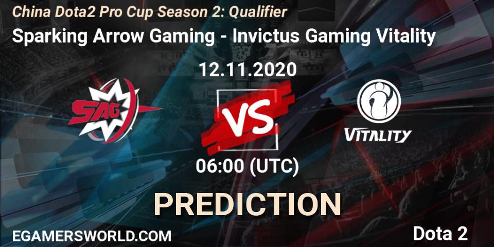 Sparking Arrow Gaming - Invictus Gaming Vitality: прогноз. 12.11.2020 at 06:00, Dota 2, China Dota2 Pro Cup Season 2: Qualifier