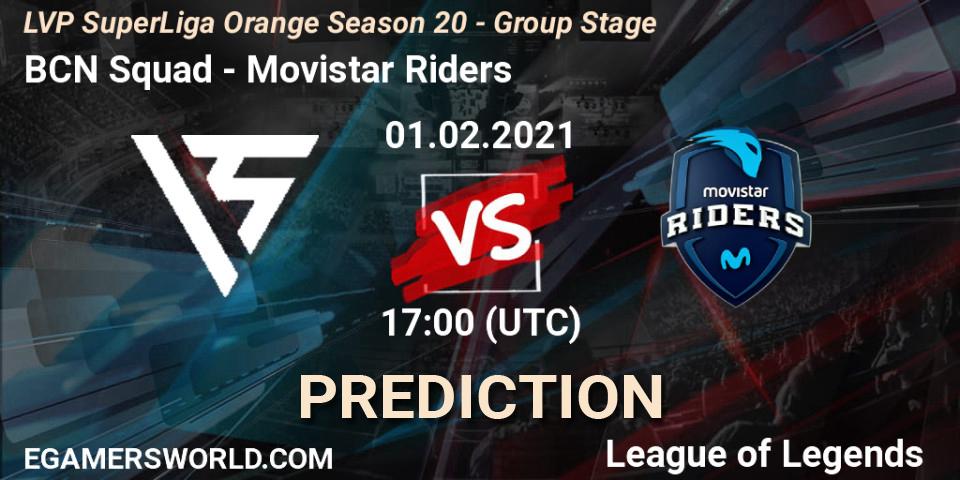 BCN Squad - Movistar Riders: прогноз. 01.02.21, LoL, LVP SuperLiga Orange Season 20 - Group Stage