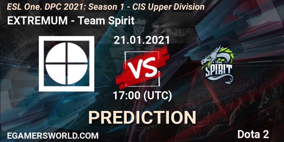 EXTREMUM - Team Spirit: прогноз. 21.01.2021 at 18:53, Dota 2, ESL One. DPC 2021: Season 1 - CIS Upper Division