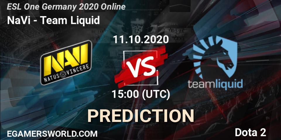 NaVi - Team Liquid: прогноз. 11.10.2020 at 15:42, Dota 2, ESL One Germany 2020 Online