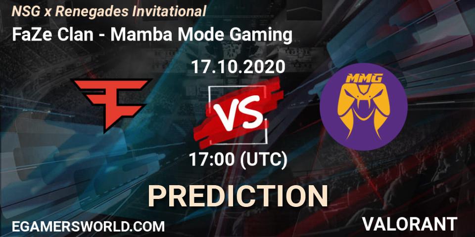 FaZe Clan - Mamba Mode Gaming: прогноз. 17.10.2020 at 17:00, VALORANT, NSG x Renegades Invitational