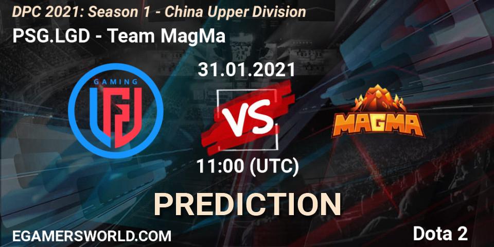 PSG.LGD - Team MagMa: прогноз. 31.01.2021 at 11:38, Dota 2, DPC 2021: Season 1 - China Upper Division