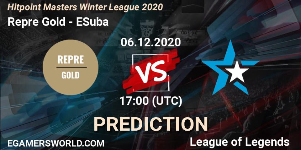Repre Gold - ESuba: прогноз. 06.12.2020 at 19:51, LoL, Hitpoint Masters Winter League 2020