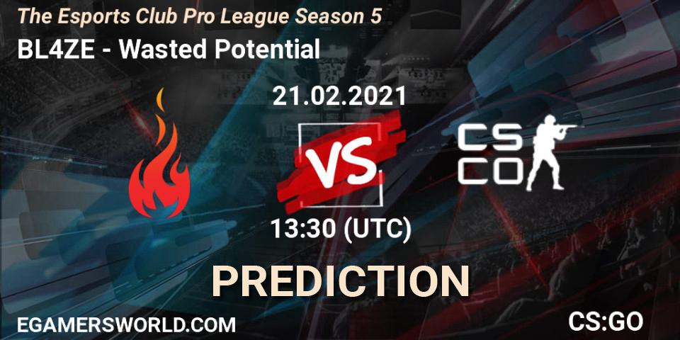 BL4ZE - Wasted Potential: прогноз. 21.02.2021 at 13:30, Counter-Strike (CS2), The Esports Club Pro League Season 5