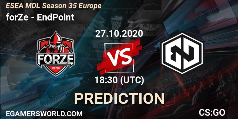 forZe - EndPoint: прогноз. 29.10.2020 at 16:35, Counter-Strike (CS2), ESEA MDL Season 35 Europe