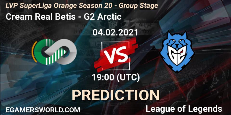 Cream Real Betis - G2 Arctic: прогноз. 04.02.2021 at 19:00, LoL, LVP SuperLiga Orange Season 20 - Group Stage