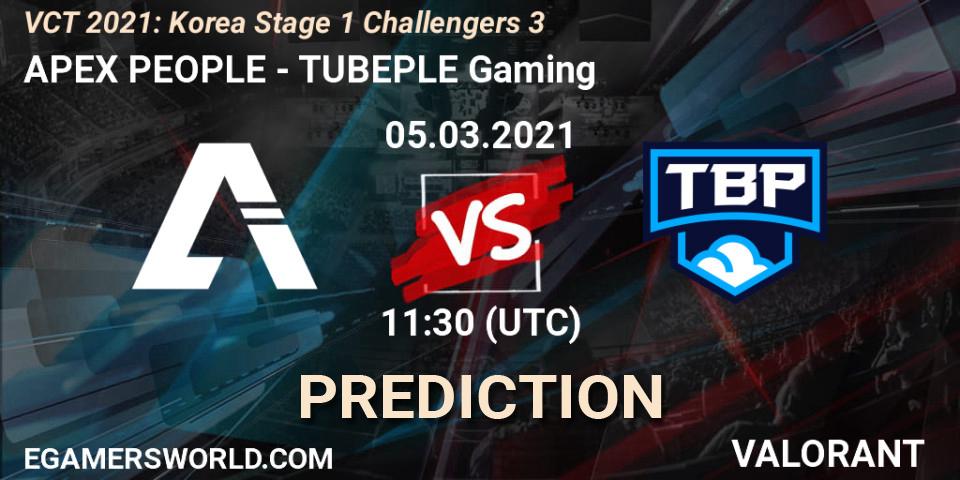 APEX PEOPLE - TUBEPLE Gaming: прогноз. 05.03.2021 at 11:30, VALORANT, VCT 2021: Korea Stage 1 Challengers 3