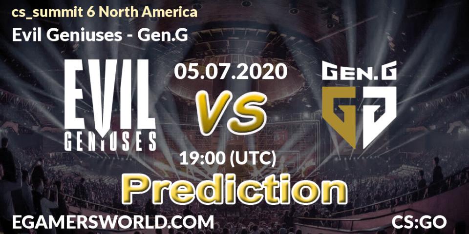 Evil Geniuses - Gen.G: прогноз. 05.07.2020 at 19:30, Counter-Strike (CS2), cs_summit 6 North America