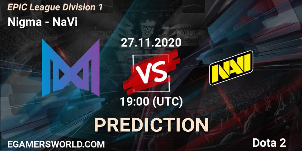 Nigma - NaVi: прогноз. 27.11.2020 at 19:13, Dota 2, EPIC League Division 1