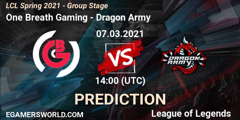 One Breath Gaming - Dragon Army: прогноз. 07.03.2021 at 14:00, LoL, LCL Spring 2021 - Group Stage