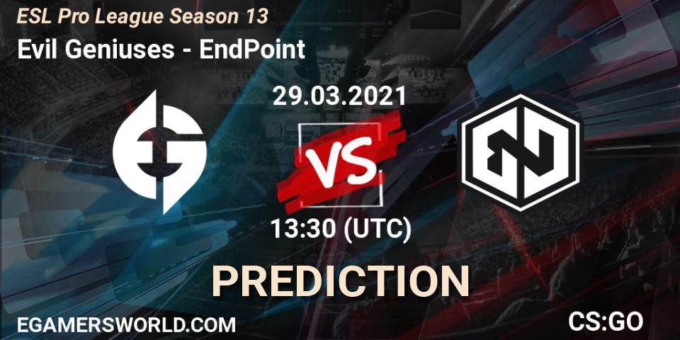 Evil Geniuses - EndPoint: прогноз. 29.03.2021 at 17:00, Counter-Strike (CS2), ESL Pro League Season 13