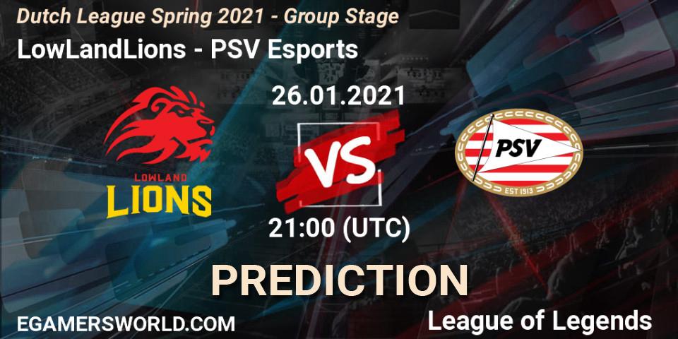 LowLandLions - PSV Esports: прогноз. 26.01.2021 at 21:00, LoL, Dutch League Spring 2021 - Group Stage