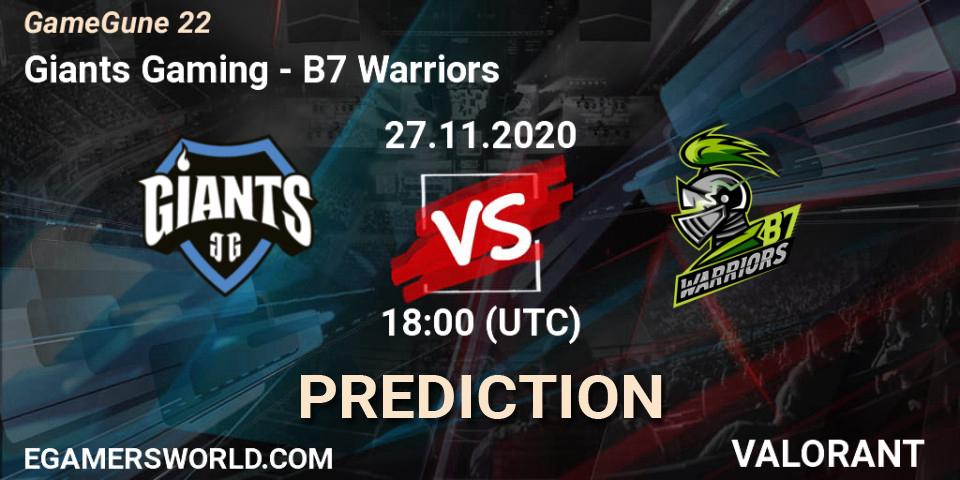 Giants Gaming - B7 Warriors: прогноз. 27.11.2020 at 18:00, VALORANT, GameGune 22