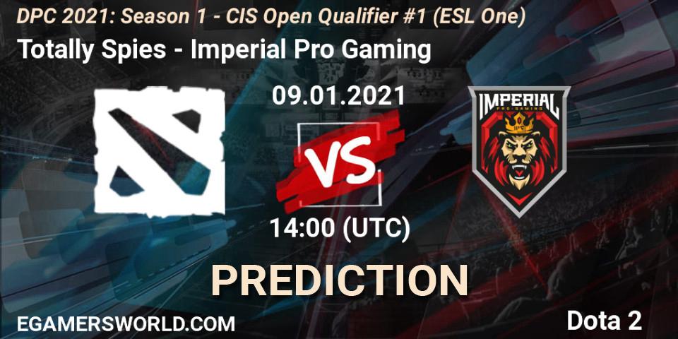 Totally Spies - Imperial Pro Gaming: прогноз. 09.01.2021 at 14:05, Dota 2, DPC 2021: Season 1 - CIS Open Qualifier #1 (ESL One)