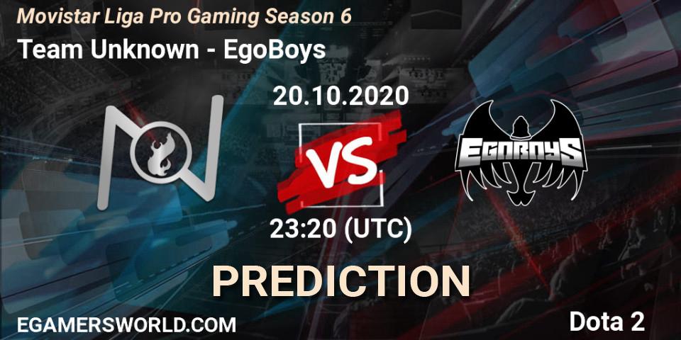 Team Unknown - EgoBoys: прогноз. 20.10.2020 at 23:55, Dota 2, Movistar Liga Pro Gaming Season 6