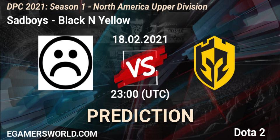Sadboys - Black N Yellow: прогноз. 18.02.2021 at 23:31, Dota 2, DPC 2021: Season 1 - North America Upper Division