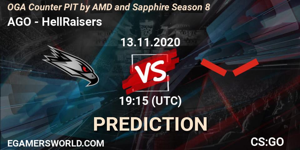 AGO - HellRaisers: прогноз. 13.11.2020 at 19:15, Counter-Strike (CS2), OGA Counter PIT by AMD and Sapphire Season 8