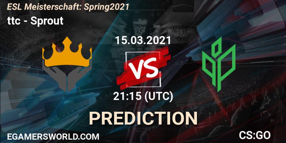 ttc - Sprout: прогноз. 15.03.2021 at 21:30, Counter-Strike (CS2), ESL Meisterschaft: Spring 2021