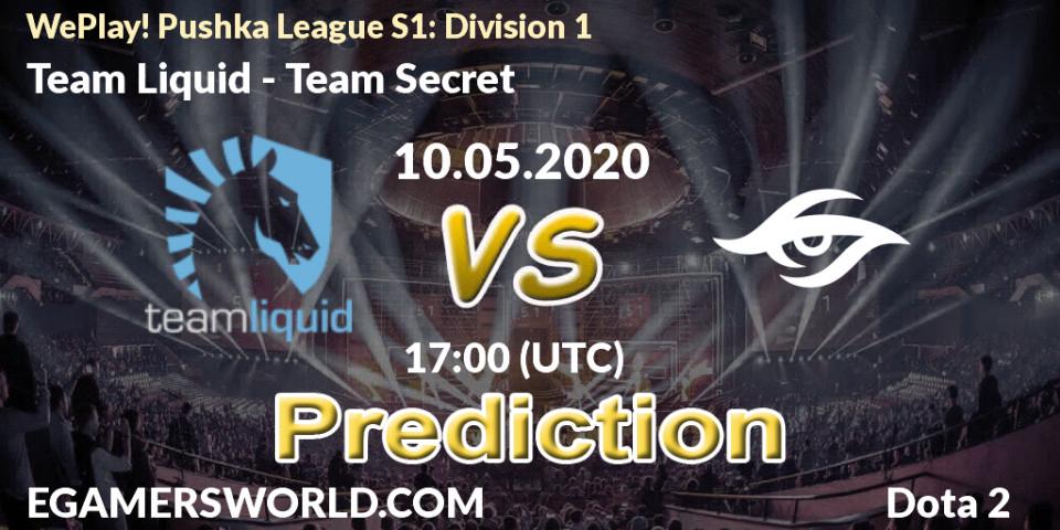 Team Liquid - Team Secret: прогноз. 10.05.2020 at 15:43, Dota 2, WePlay! Pushka League S1: Division 1