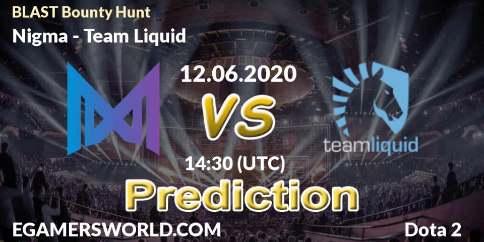 Nigma - Team Liquid: прогноз. 12.06.2020 at 14:31, Dota 2, BLAST Bounty Hunt