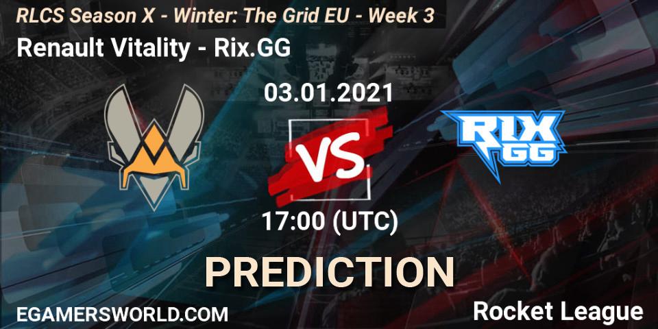 Renault Vitality - Rix.GG: прогноз. 03.01.21, Rocket League, RLCS Season X - Winter: The Grid EU - Week 3