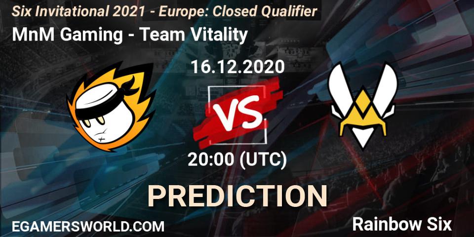 MnM Gaming - Team Vitality: прогноз. 16.12.20, Rainbow Six, Six Invitational 2021 - Europe: Closed Qualifier