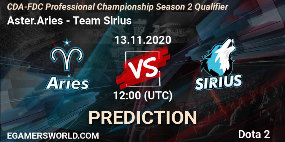 Aster.Aries - Team Sirius: прогноз. 13.11.2020 at 11:37, Dota 2, CDA-FDC Professional Championship Season 2 Qualifier