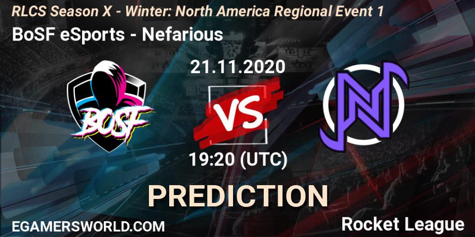 BoSF eSports - Nefarious: прогноз. 21.11.2020 at 19:20, Rocket League, RLCS Season X - Winter: North America Regional Event 1