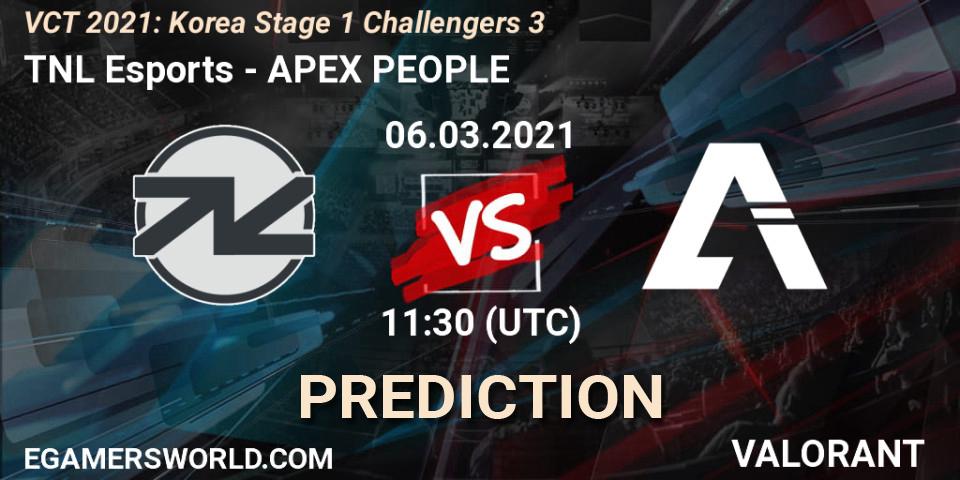 TNL Esports - APEX PEOPLE: прогноз. 06.03.2021 at 11:30, VALORANT, VCT 2021: Korea Stage 1 Challengers 3