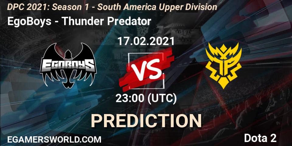EgoBoys - Thunder Predator: прогноз. 17.02.2021 at 23:00, Dota 2, DPC 2021: Season 1 - South America Upper Division
