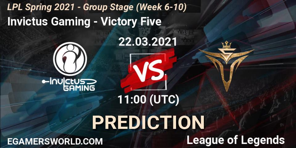 Invictus Gaming - Victory Five: прогноз. 22.03.2021 at 11:00, LoL, LPL Spring 2021 - Group Stage (Week 6-10)
