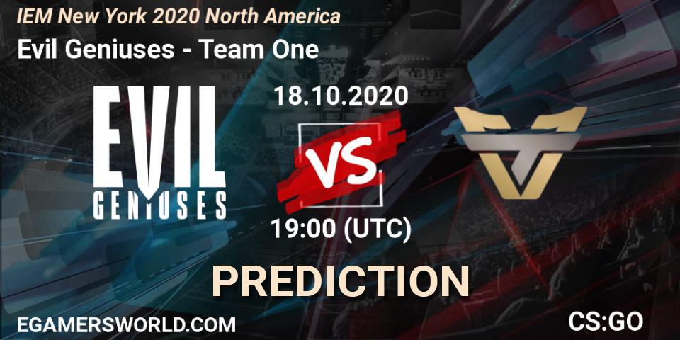 Evil Geniuses - Team One: прогноз. 18.10.2020 at 19:00, Counter-Strike (CS2), IEM New York 2020 North America