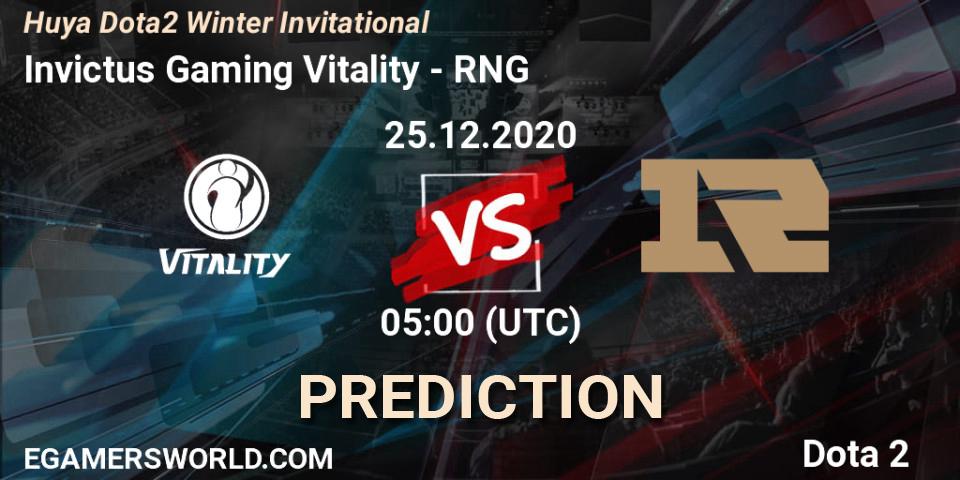 Invictus Gaming Vitality - RNG: прогноз. 25.12.20, Dota 2, Huya Dota2 Winter Invitational