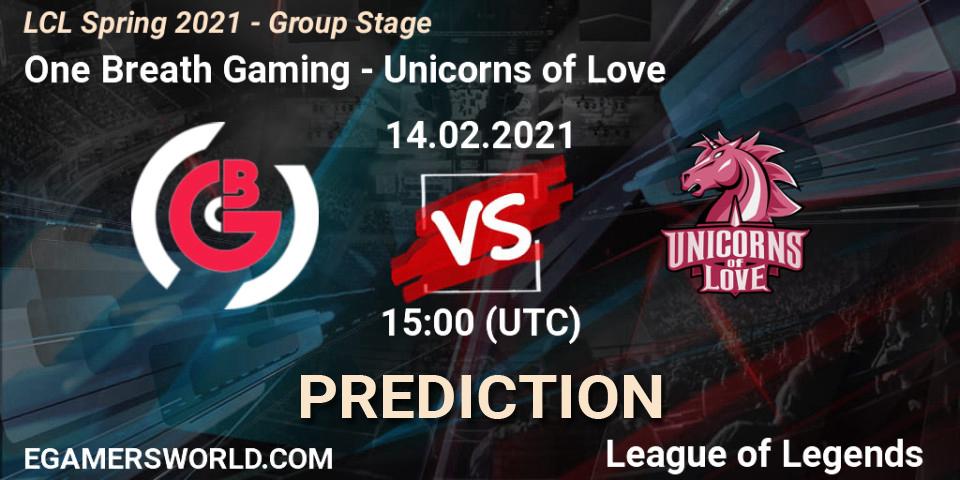 One Breath Gaming - Unicorns of Love: прогноз. 14.02.21, LoL, LCL Spring 2021 - Group Stage