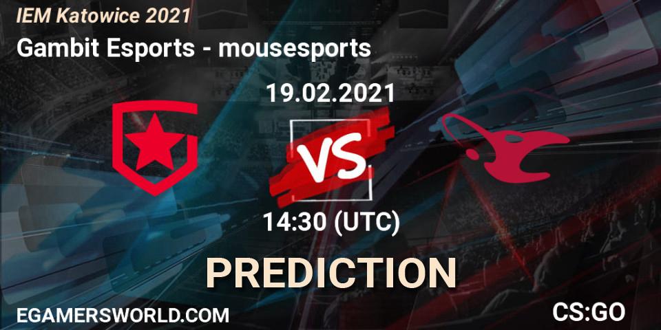 Gambit Esports - mousesports: прогноз. 19.02.21, CS2 (CS:GO), IEM Katowice 2021