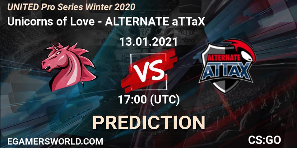 Unicorns of Love - ALTERNATE aTTaX: прогноз. 13.01.2021 at 17:00, Counter-Strike (CS2), UNITED Pro Series Winter 2020