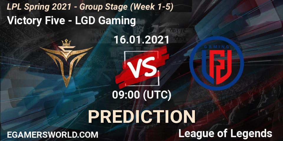 Victory Five - LGD Gaming: прогноз. 16.01.2021 at 09:20, LoL, LPL Spring 2021 - Group Stage (Week 1-5)