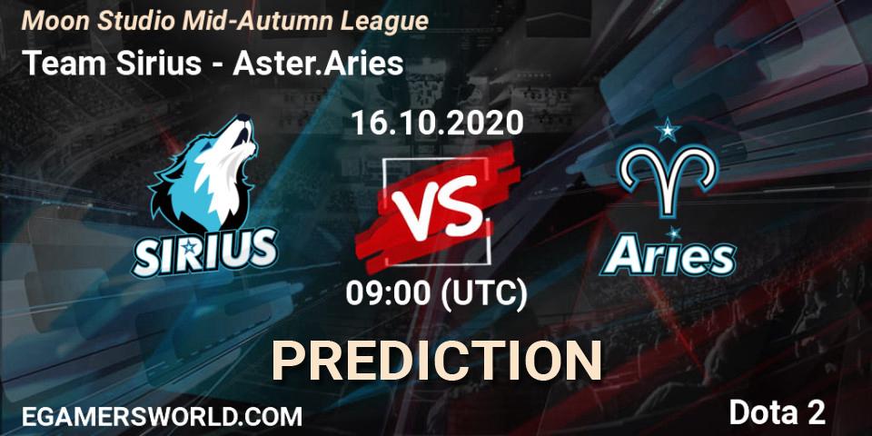 Team Sirius - Aster.Aries: прогноз. 16.10.2020 at 09:00, Dota 2, Moon Studio Mid-Autumn League