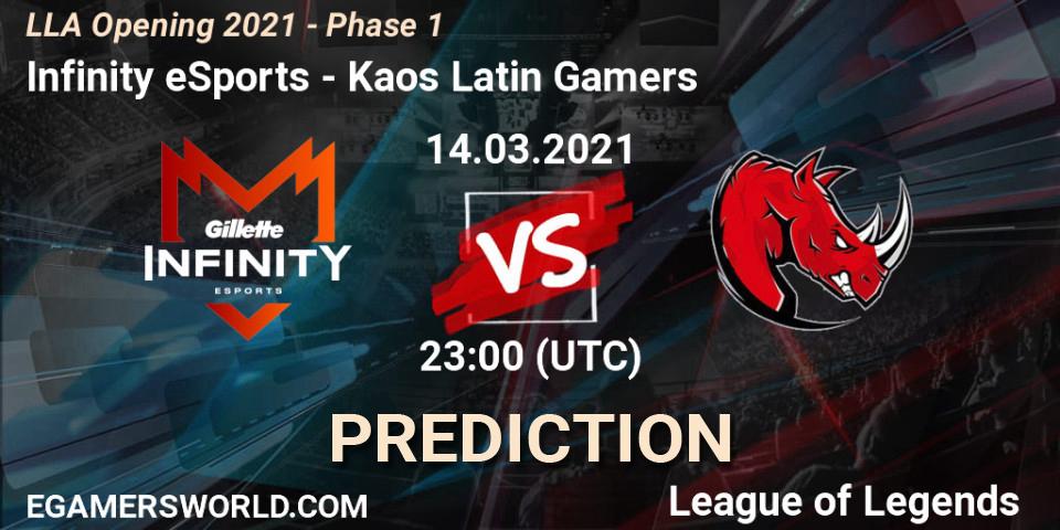 Infinity eSports - Kaos Latin Gamers: прогноз. 14.03.2021 at 23:00, LoL, LLA Opening 2021 - Phase 1