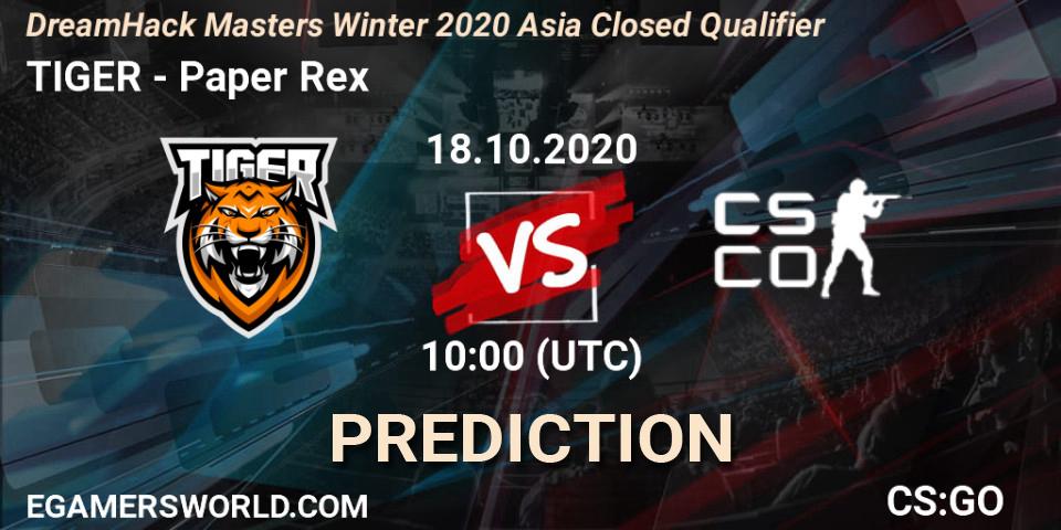TIGER - Paper Rex: прогноз. 18.10.2020 at 10:00, Counter-Strike (CS2), DreamHack Masters Winter 2020 Asia Closed Qualifier