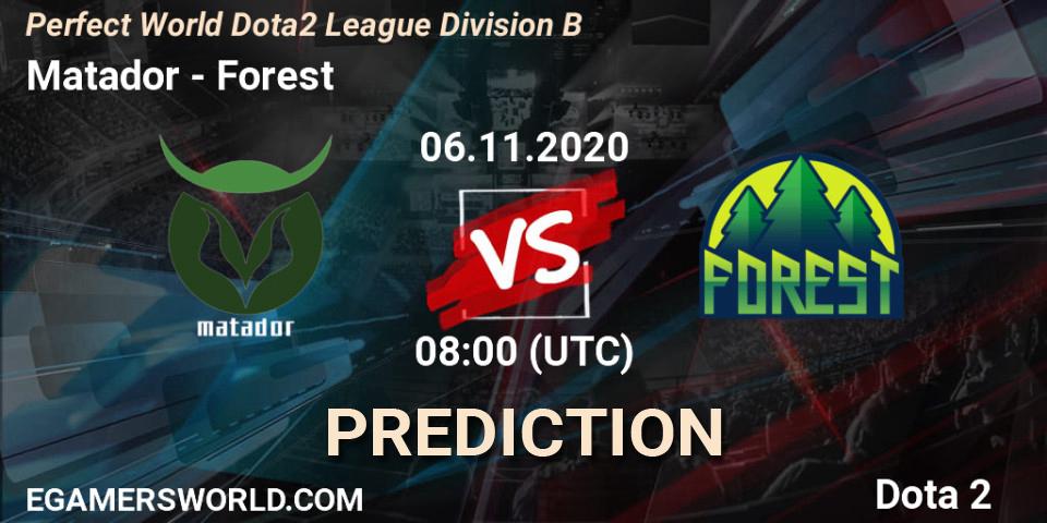 Matador - Forest: прогноз. 06.11.2020 at 06:52, Dota 2, Perfect World Dota2 League Division B