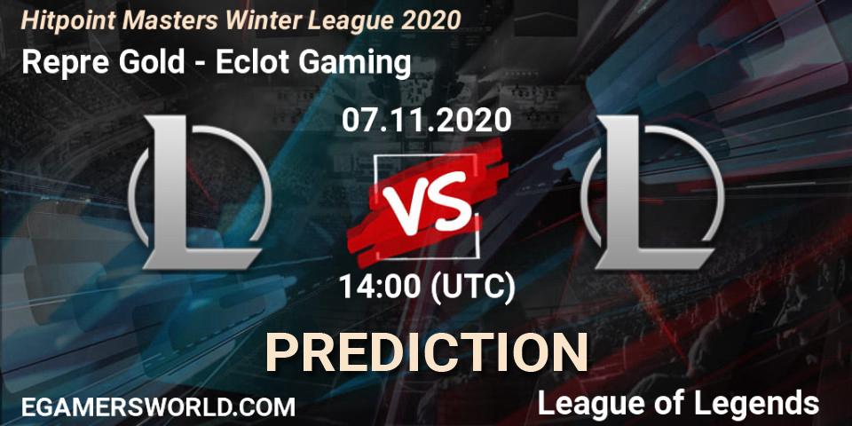 Repre Gold - Eclot Gaming: прогноз. 07.11.2020 at 14:00, LoL, Hitpoint Masters Winter League 2020
