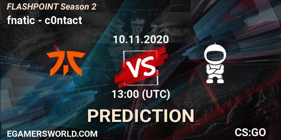 fnatic - c0ntact: прогноз. 11.11.2020 at 16:00, Counter-Strike (CS2), Flashpoint Season 2