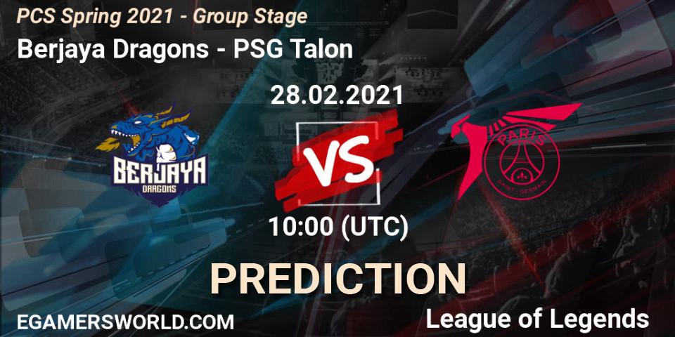 Berjaya Dragons - PSG Talon: прогноз. 28.02.2021 at 10:00, LoL, PCS Spring 2021 - Group Stage